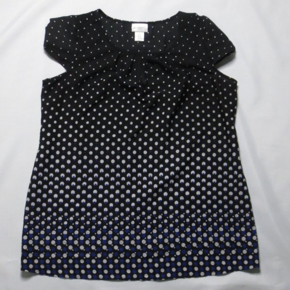 4/$14 MOTHERHOOD MATERNITY womens BLACK white DOT shirt WHITE blouse TOP SIZE S